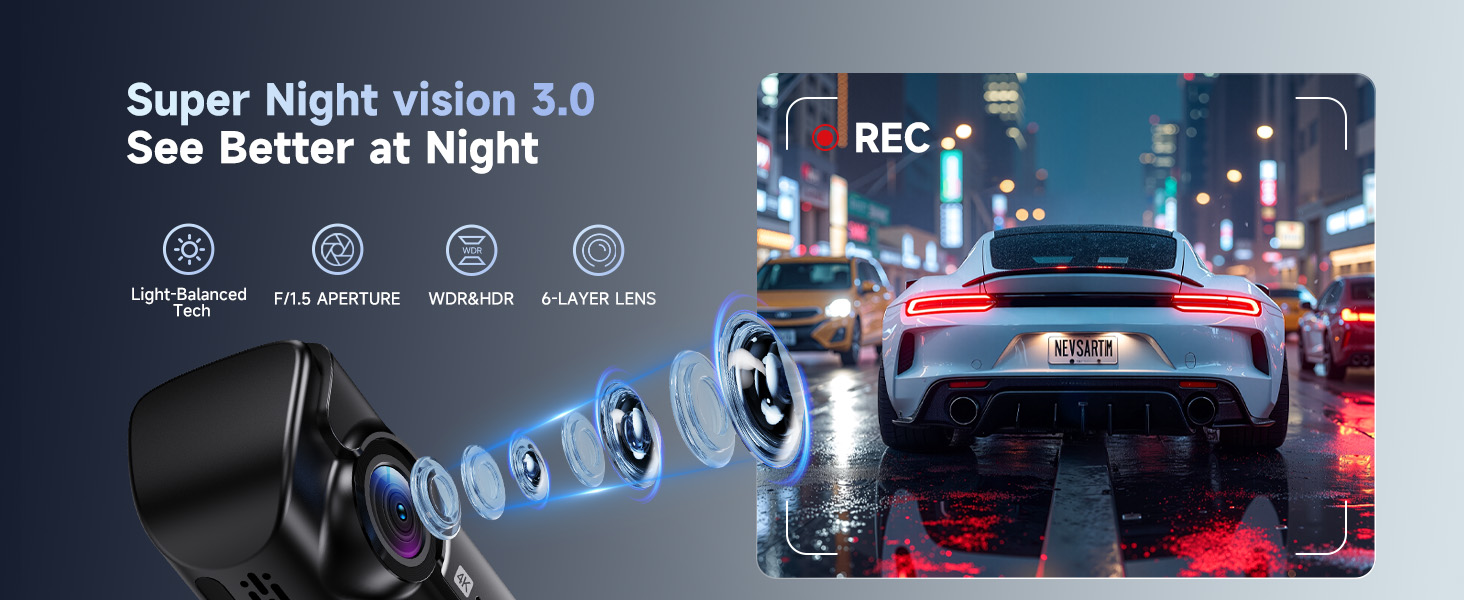 Super Night vision 3.0 See Better at Night dash cam