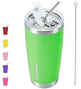 BJPKPK 20 oz Insulated Tumblers With Lid And Straw Stainless Steel Coffee Tumbler Cup,Green