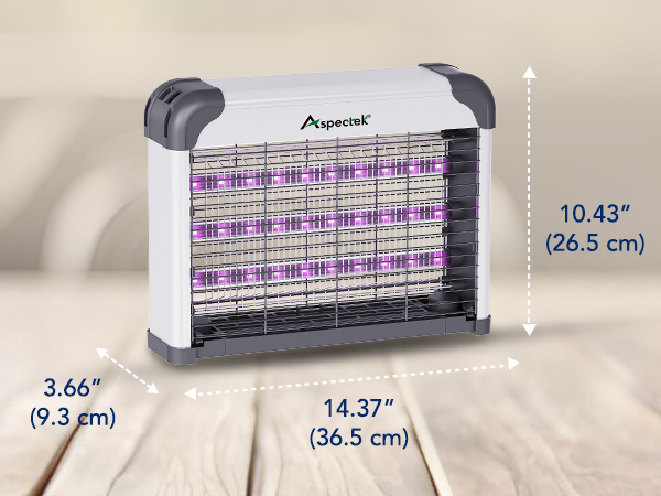 Aspectek compact indoor bug zapper with product dimensions for room and furniture fitting