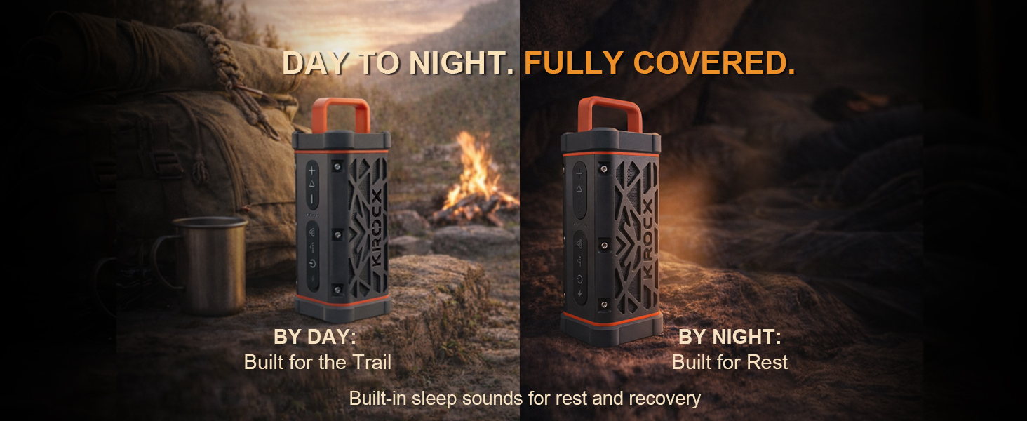 From sunrise hikes to nightfall, ambient light and sleep sounds help you wind down and rest.