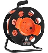 VEVOR 100FT Retractable Extension Cord Reel, with 4 Outlets and Dust Cover, Heavy Duty 12AWG SJTO...