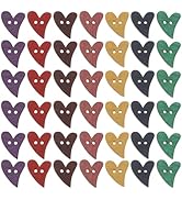 VILLCASE 100pcs Heart Wooden Buttons, Valentine's Day Embellishments, 2-Hole Vintage Decorative S...