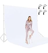Emart 8.5x10ft White Photo Backdrop for Photography, Large Plain White Drapes Party Background Cu...