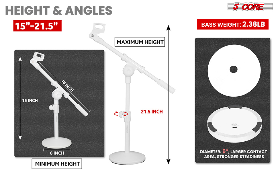 Mic Stand Height Adjustable Short Desktop Stands Small Mic Holder