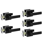 AEEKEL Black Interior Door Handle Passage Door Levers Set (No Lock), 5 Pack Heavy Duty Door Knob ...
