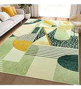 Tepook Green Area Rug for Living Room, 5x7 Indoor Carpet for Bedroom Washable, Non-Slip Abstract ...
