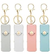 4 Pcs Lipstick Holder Keychain PU Leather Chapstick Case Keychain Lip Balm Organizer Holder Lip G...