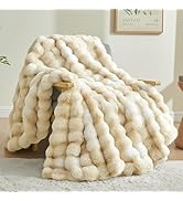 BEDELITE Faux Fur Throw Blanket for Couch, Decorative Tie-Dye Khaki Plush Bubble Blanket - Super ...