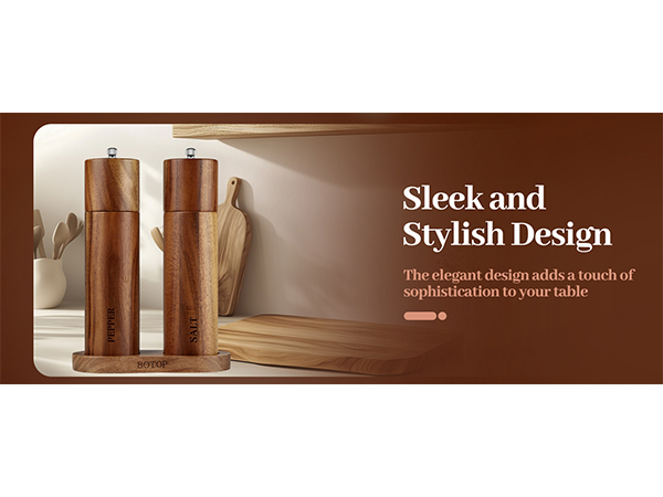 wooden salt and pepper grinder set