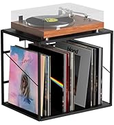 Vinyl Record Storage Holder for 80-100LPs, Vinyl Record Stand Wall Mount with Movable Divider, So...