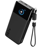 NOBIS Portable Charger 187W 25000mAh Power Bank w/Smart Display APP | 2C+1A Outputs (100W Max), D...