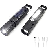 Hilngav 2 Pack Solar Flashlight, Rechargeable Zoomable LED Flashlight, High Lumens Solar Powered ...