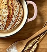 JINCHUFURI Bread Dutch Oven 5QT, Enameled Cast Iron Bread Cloche with Lid, Even Heat &amp; Steam for ...