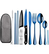 Portable Travel Utensils Set,Reusable Utensils,Travel Camping Cutlery Set,Stainless Steel Flatwar...