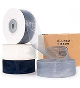 Blue and White Ribbon Sheer Organza Ribbon 1 Inch x 75Yds Navy Blue Gray Blue White Ribbon Clear ...