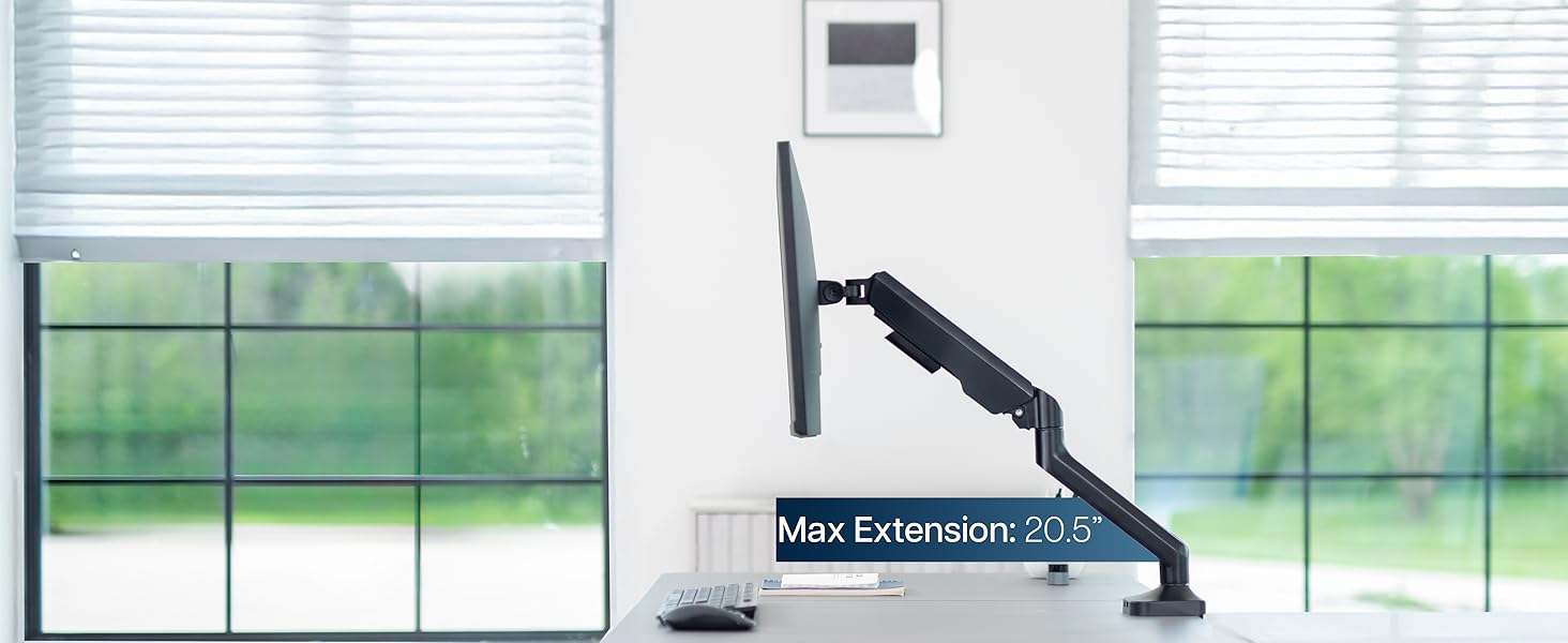 Pneumatic Arm Single Ultrawide Monitor Desk Mount