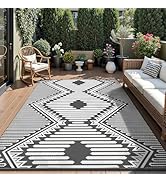 MontVoo Outdoor Rug-Waterproof Patio Rug Mat 5x8 Outdoor Carpet Mat Reversible Plastic Straw Outs...