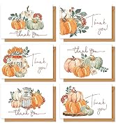 AnyDesign 36 Pack Autumn Thank You Cards Bulk Watercolor Fall Pumpkin Greeting Cards with Envelop...