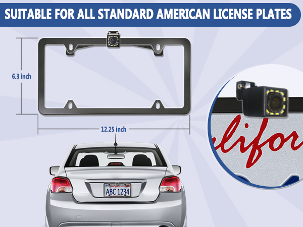 backup camera bracket back up license plate mount rear holder frame black aluminum car tag view