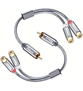 RIKSOIN RCA Splitter Cable,2-Pack RCA Y Cable Nylon Braided RCA Splitter 1 Male 2 Female Audio Co...
