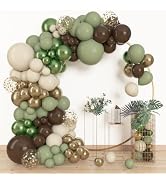 Amandir 153pcs Sage Green Brown Balloons Arch Garland Kit Different Sizes | 18 12 10 5 inch Metal...