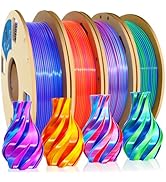 3D Printer Filament Bundle, Silk Dual Color Filament, PLA Filament 1.75mm, Silk Red Gold, Silk Ro...