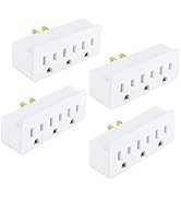 3 Outlet Adapter Extender, 3 Way Grounded Plug Splitter, 1 to 3 Plug outlet splitter, White, 4PACK