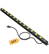 ZESEN 12 Outlet Long Power Strip with 6FT Power Cord, Industrial Heavy Duty for Work Bench Shop G...