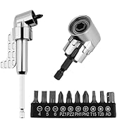 2PCS 105° Right Angle Drill Attachment with 10PCS 25mm Screwdriver Bit,Hex Magnetic 90 Degree Dri...