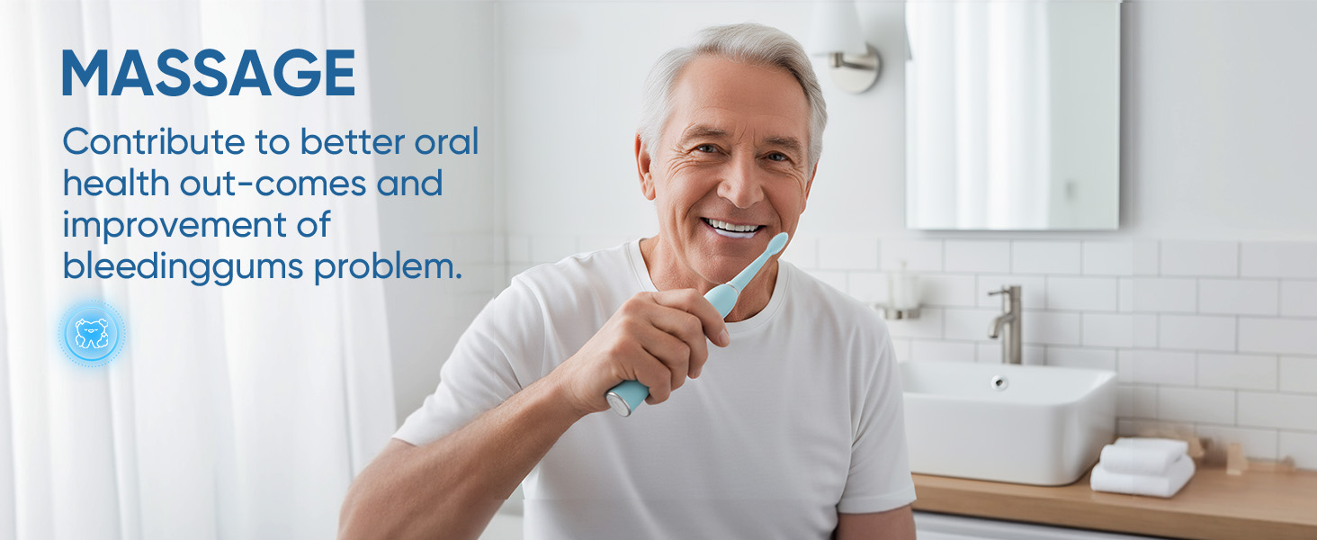 Text reads 'MASSAGE Contribute to better oral health outcomes and treat xerostomia problems'. Professional massage treatment being performed in clinical setting.