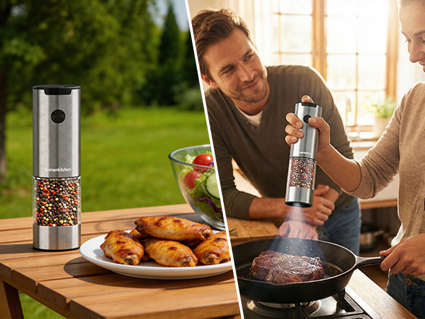 Electric Salt and Pepper Grinder Set