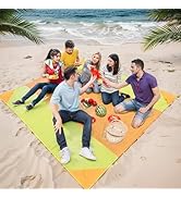 BREENHILL Beach Mat Blanket Oversized 118"x110" Sandproof Water Resistant Beach Blanket Portable ...