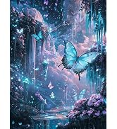 Gikboup Butterfly Diamond Art Kits Magical 5D Full Round Drill Diamond Painting for Adults Beginn...