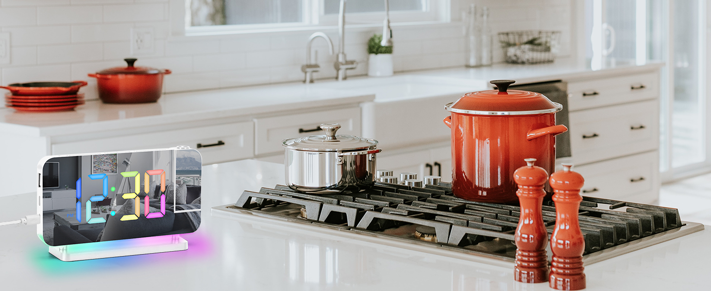 Projection Alarm Clock,LED Mirror Digital Clocks Large Display,with 180° Rotatable Projector