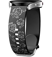 DaQin Glossy Floral Engraved Bands Compatible with Galaxy Watch 7 6 5 4 40mm 44mm/5 Pro/ 6 Classi...