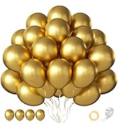 CVPARTYON Gold Balloons 60 PCS Metallic Gold Balloons 12 Inch Gold Metallic Balloons for Balloon ...