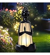 Solar Buddha Figurine Lights, Metal Buddha Statue Solar Lantern Outdoor Garden Statue with Led Li...