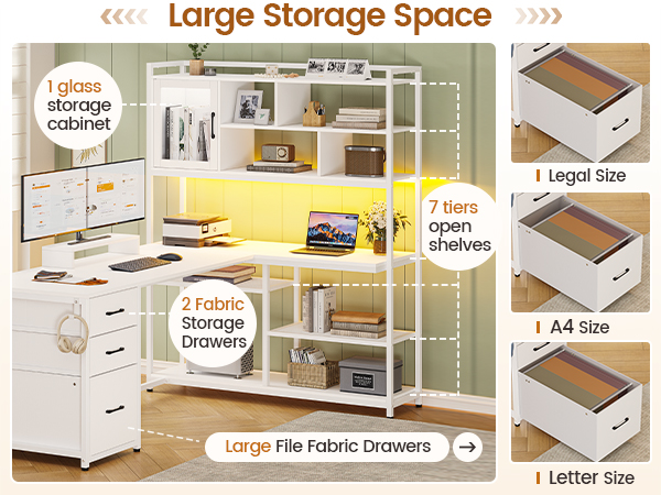 l shaped desk with drawer