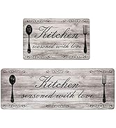 Pauwer Anti Fatigue Kitchen Mat Set of 2 Non Slip Kitchen Rugs and Mats Farmhouse Waterproof Memo...