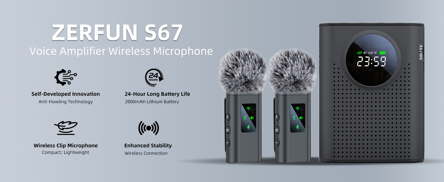 Rechargeable Voice Amplifier Wireless Microphone for Teachers Classroom
