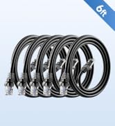 ANLINK Cat6 Ethernet Cable, 5-Pack 6ft in Black Color, Cat 6 Cable RJ45, LAN, 24AWG UTP, Network,...