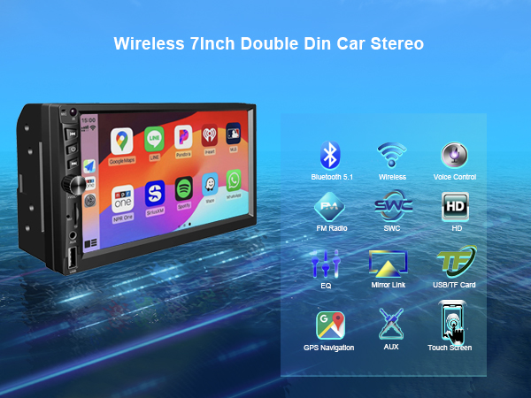 7Inch Wireless Double Din Car Stereo