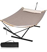 Mansion Home Quick Dry Hammock with Stand Included, Heavy Duty Hammock with 12FT Hammock Stand fo...