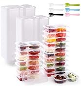 AYAYGD 100PCS Reusable Snack Containers with Lids,2 Compartment Snack Containers with 100 Spoons,...