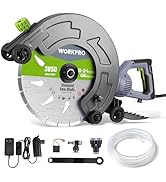 WORKPRO 16 Inch Wet Concrete Saw with Water Cutting Attachment, 1600W 3100RPM Electric Concrete S...