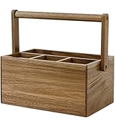 VaeFae Acacia Silverware Caddy with Handle, Wooden Utensil Holder, Mulip-pose Organizer for Kitch...