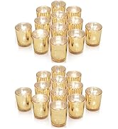 Gold Votive Candle Holders Set of 24, Unbreakable Speckled Gold Glass Candle Holders, Tea Lights ...