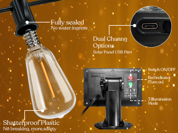Solar Outdoor String Lights