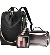 Dora &amp; Liz Laptop Backpack for Women, Leather Travel Backpack with 15.6 Inch Laptop Compartment, ...