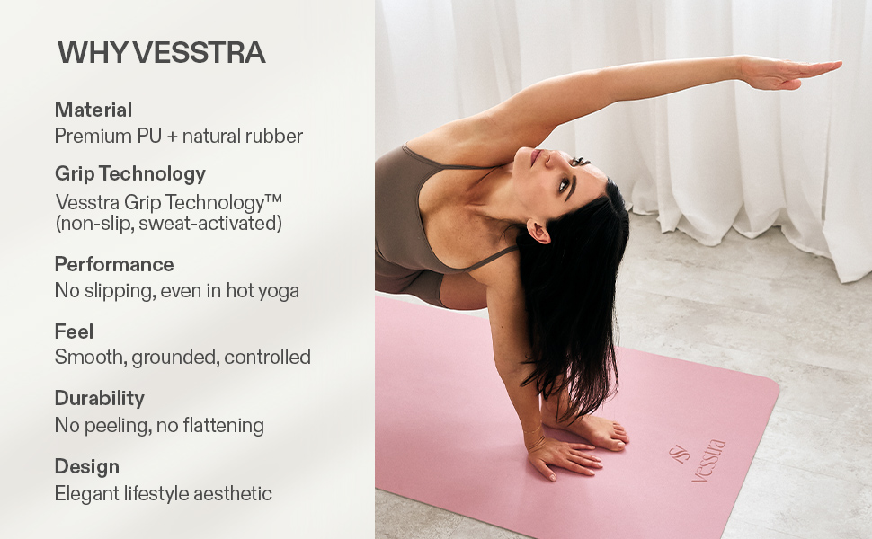 Non slip yoga mat for women, hot yoga and home workout for flexibility and strength training